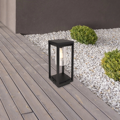 Stojąca LAMPA ogrodowa CANDELA 3135S1 Globo metalowa OPRAWA prostokątna outdoor IP44 czarna