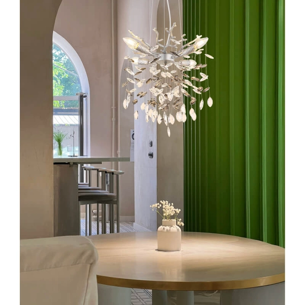 Salonowy żyrandol nad stół Queena 64138HS kryształowy srebrny