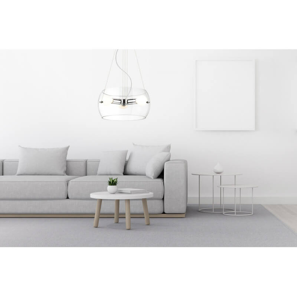 Okrągła lampa wisząca Lemio szklana do sypialni chrom