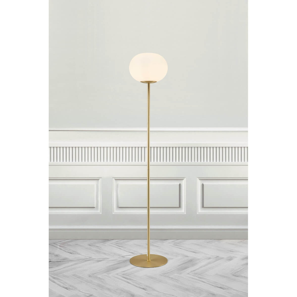Podłogowa lampa Alton 2010514001 szklana kula do salonu mosiądz