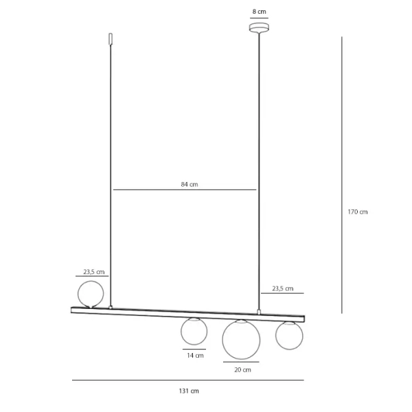 Wisząca lampa szklana GARDA 1099L molekuły okrągłe białe