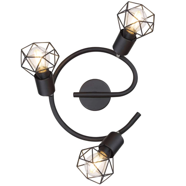 Industrialna LAMPA sufitowa XARA I 54802S-3 Globo druciana OPRAWA metalowy plafon spirala reflektorki czarne