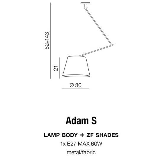 Regulowana lampa wisząca zestaw Adam AZ1841+AZ2600 wysięgnik satyna czarna