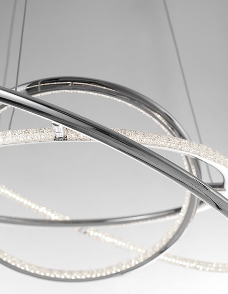 Futurystyczna lampa wisząca Lanus do salonu LED 55W 3000K srebrna