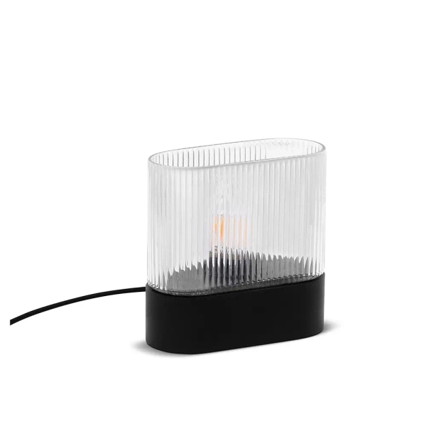 Owalna lampa stołowa Flumina FLS132P1 drewniana czarna