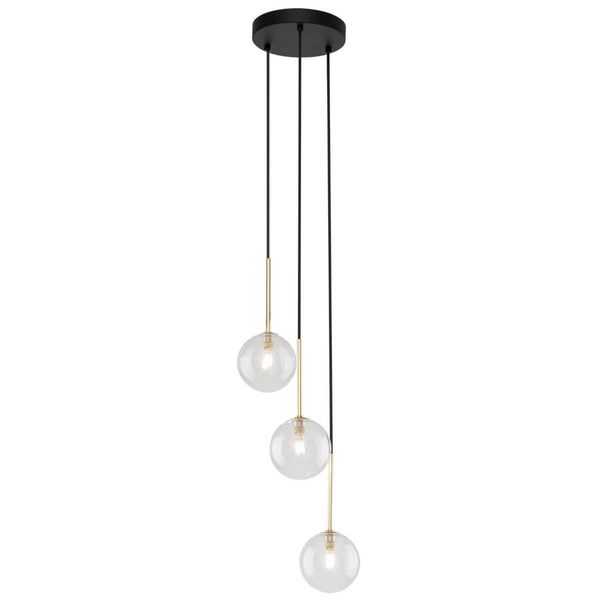 Zwisająca lampa do salonu Nilos 5942 bańka przezroczysta złota