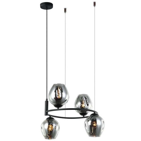 LAMPA wisząca ROXANE MDM-4045-4 BK+SG Italux szklana OPRAWA zwis pierścień grafitowy