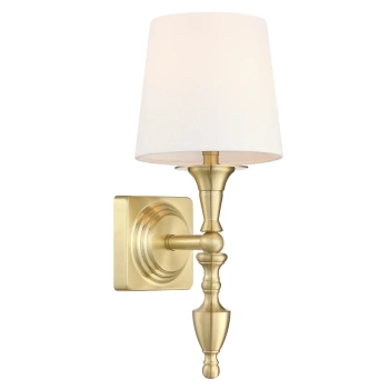 Przyścienny kinkiet z abażurem AUSTIN W01132BR-WH mosiądz biały