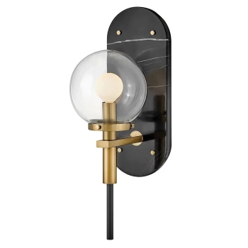 Kulista lampa ścienna Gilda QN-GILDA-WB1-BK szklana kula mosiądz czarny