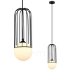 LAMPA wisząca SIMON MDM-3938/1 BK Italux druciana OPRAWA metalowa ZWIS szklana kula ball klatka loft czarna