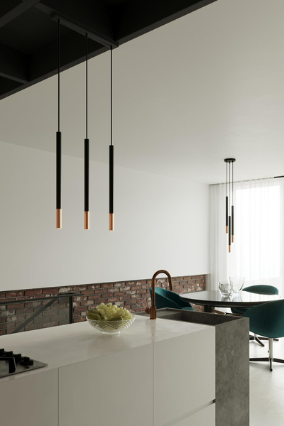 Wisząca LAMPA tuby SL.0889 metalowa OPRAWA okrągły ZWIS na listwie czarny miedź