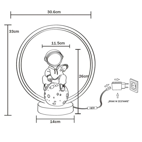 Dekoracyjna lampa stołowa ASTRONAUTA EX15S020U-1 LED 4W 3000K czarny
