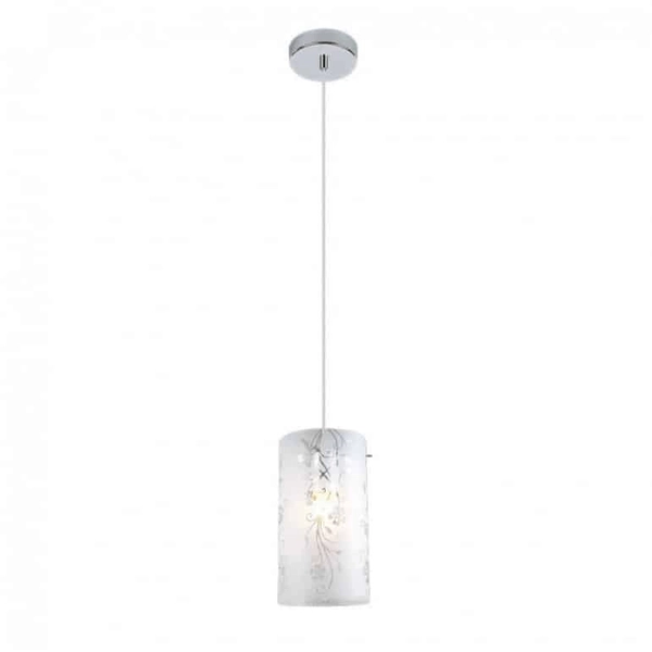 Wisząca lampa tuba Valve MDM1672/1 Italux szklana do jadalni biała chrom