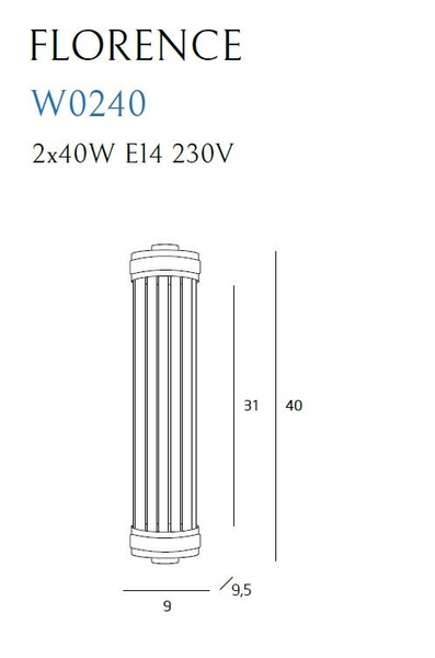 Kinkiet LAMPA ścienna FLORENCE W0240 Maxlight szklana OPRAWA okrągła glamour mosiądz przezroczysta
