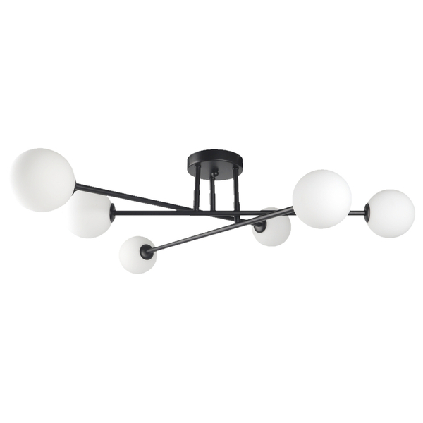 Lampa sufitowa Dorado LP-002/6C BK Light Prestige szklane mleczne kule czarna