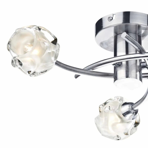 Potrójny plafon sufitowy SEATTLE satynowy chrom metalowy szklany G9 do salonu SEA5346