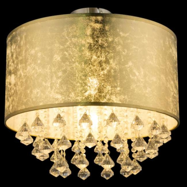 Plafon LAMPA sufitowa AMY 15187D3 Globo okrągła OPRAWA abażurowa z kryształkami glamour crystal złota przezroczysta