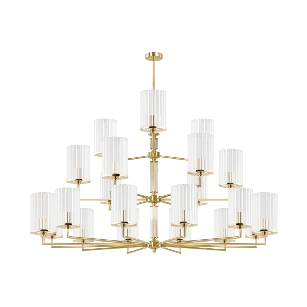 Żyrandol szklany do salonu Artu Ryfel ART-ZW-12+6+3 (ZM) R złoty połysk