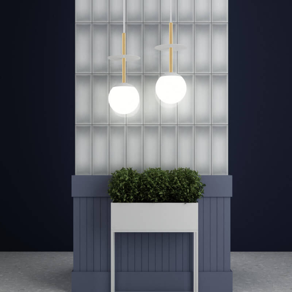 Lampa zwisowa do przedpokoju Plaat PLA131P0 okrągła biała mosiądz