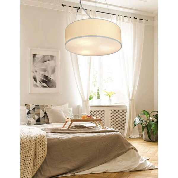 Abażurowa lampa wisząca KIOTO 31-67739 okrągła zwis kremowa