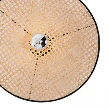 Rustykalna ścienna lampa 22174 dysk okrągły bambus rattan czarny