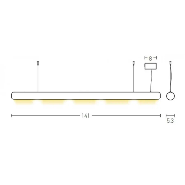 Liniowa wisząca lampa 22222 LED 50W 3000K belka podłużna czarna brązowa