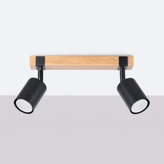 Plafon sufitowy Fager SL.1344 Sollux podwójny drewniany czarny