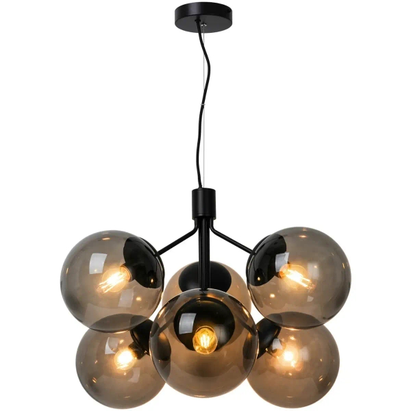 Szklana lampa wisząca nad stół IVONA 2112163003 kule czarny przydymiony