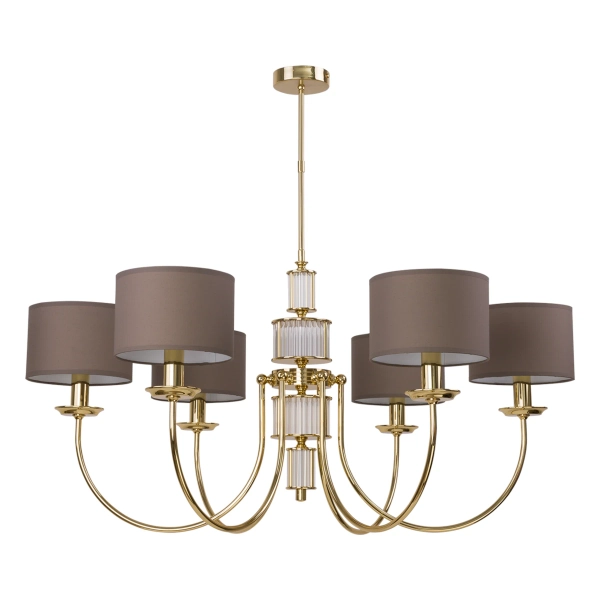 Tkaninowy żyrandol do sypialni Cero CER-ZW-6 (Z) brązowy mosiądz