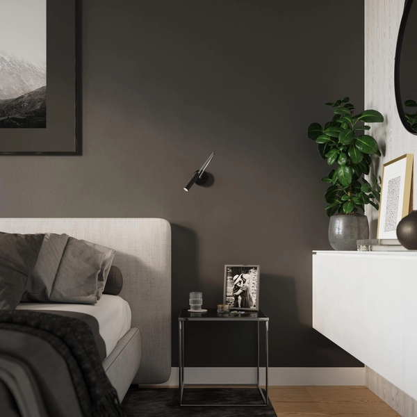 Regulowana LAMPA ścienna SL.0910 metalowa OPRAWA kinkiet na peszlu czarna