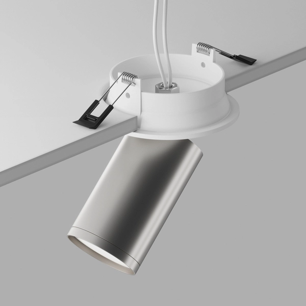 Tuba lampa podtynkowa reflektor regulowany biała srebrna Focus OUTLET