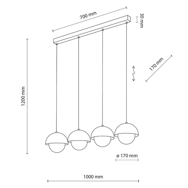 Wisząca lampa na listwie Bono 10213 bubbles do jadalni beżowa biała