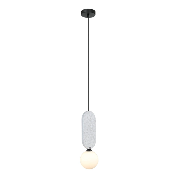 Filcowa lampa wisząca Lorenzo PND-59815-1-LGR okrągła do gabinetu biała