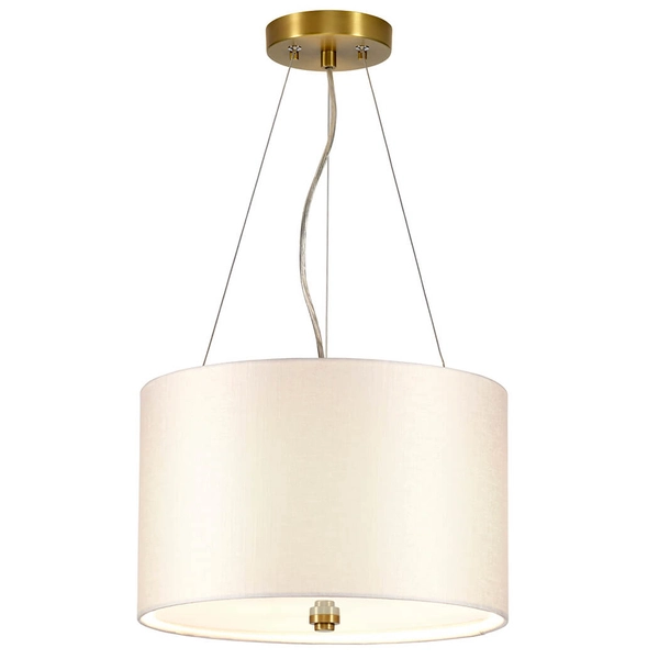Wisząca lampa z abażurem Pearce DL-PEARCE14-3LT-IV-AB mosiądz biała