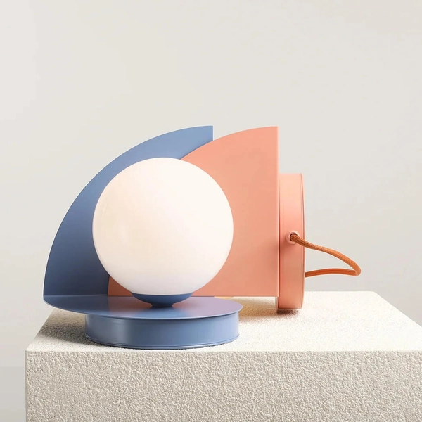 Stołowa salonowa Una 1125B16 kulista szkło metal niebieska