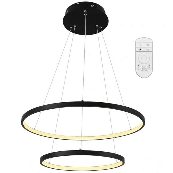 LAMPA wisząca SLP6578 MDECO okrągła OPRAWA zwis LED 63W rings pierścienie z pilotem czarne