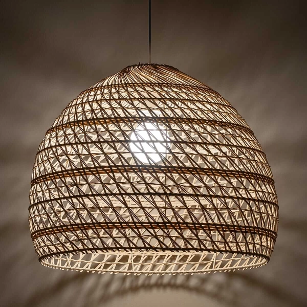 Wisząca lampa Boho 11152 cage japandi klatka metalowa drewniana biała