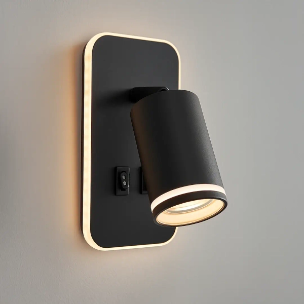 Nocny kinkiet ścienny Pipe Ring ML2081 do czytania tubka czarny