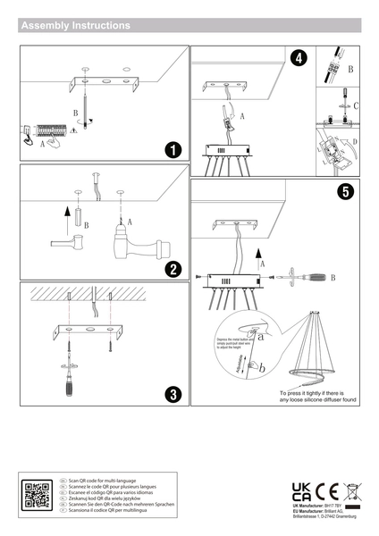 Salonowy żyrandol L&-197645 Light& LED 131W 3000k serpentyna złota