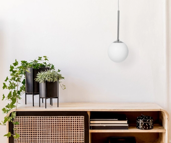 LAMPA wisząca LAMIA 11035103 Kaspa modernistyczna OPRAWA szklana ZWIS kula ball chrom biała