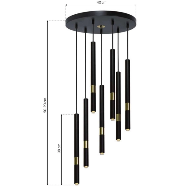 Loftowa LAMPA wisząca MONZA MLP6385 Milagro industrialna OPRAWA metalowy ZWIS kaskada tuby czarne