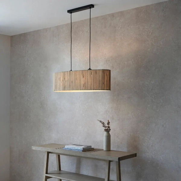 Wisząca lampa drewniana Longshore 101692 beżowy czarny