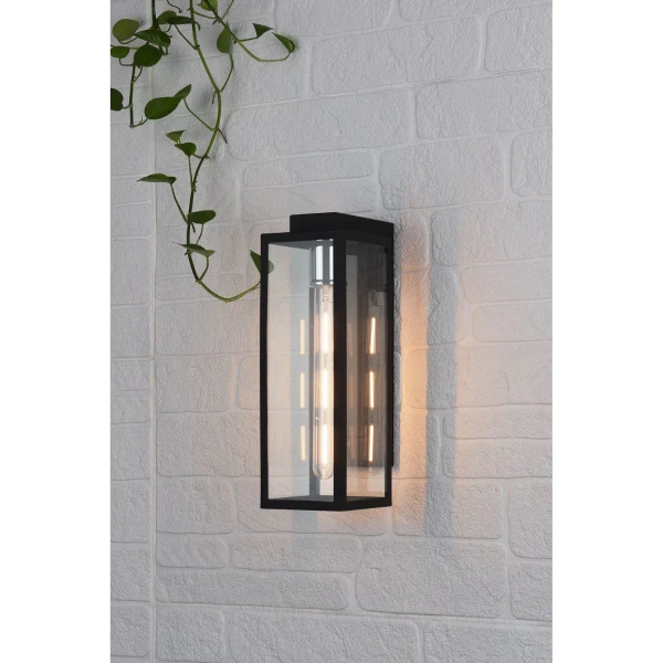 Tarasowa lampa ścienna Naxos NAX1522 szklana prostokątna IP43 czarny