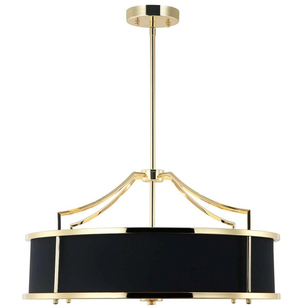 LAMPA wisząca Stanza Gold Nero M Orlicki Design okrągła OPRAWA w stylu klasycznym abażurowa czarna złota