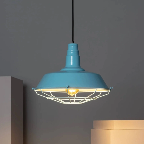 Skracana lampa wisząca Retro ABR-RRP-B-E27 Abruzzo metal błękitny