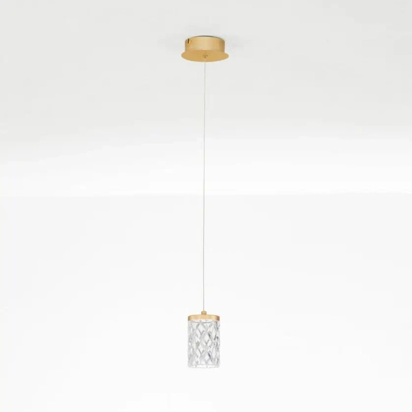 Wisząca lampa glamour SOPH LE-52018 złota LED 6W 3000K tuba do sypialni