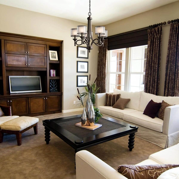 Wielopunktowy żyrandol Lacey KL-LACEY5-MB Kichler brązowy kremowy