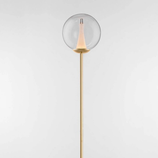 Podłogowa lampa do salonu HUALMAY LE44835 LED 7W 3000K kula przezroczysta złota