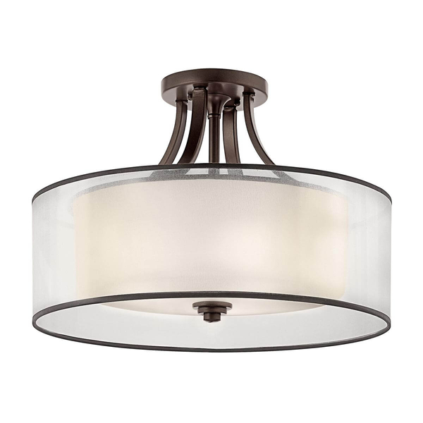 Okrągła lampa sufitowa Lacey KL-LACEY-SFM-MB Kichler brązowy kremowy