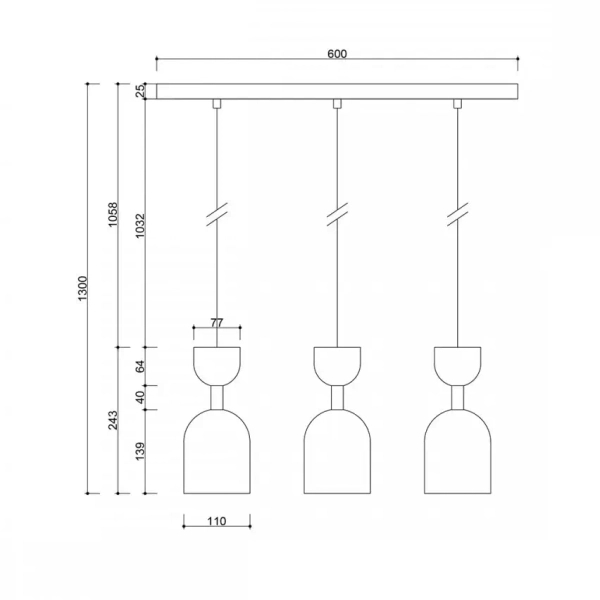 Lampa wisząca tuby SUPURU SUL331P0 złota biała 3xGU10 do kuchni